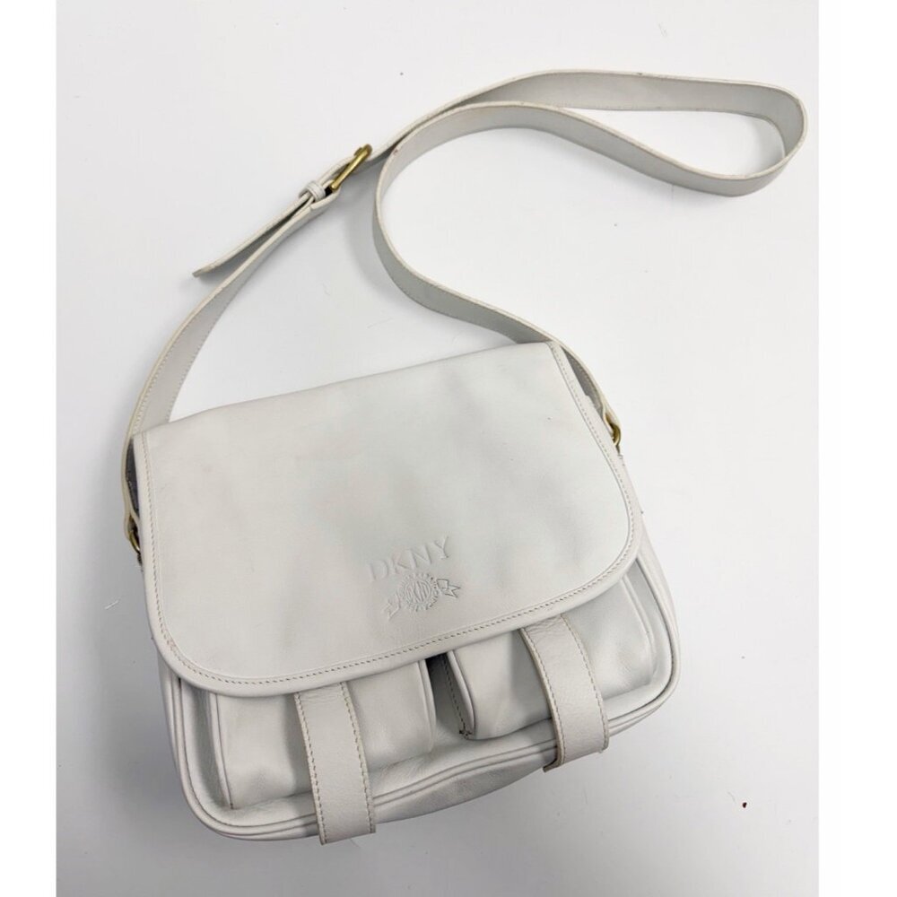 DKNY Vintage Genie Leather Crossbody Bag White